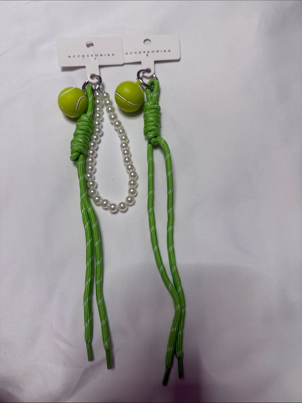Accessorize Lime Green Tennis Ball & Pearl Set of 2 Pack